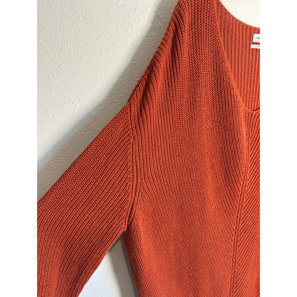 Urban Outfitters Burnt Orange Oversized Vneck Knit Sweater Drop Shoulder Xl - Picture 2 of 5